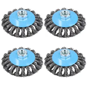 4 PACK Twist Knot Wire Brush / Wheel 100mm for 115mm Angle Grinder