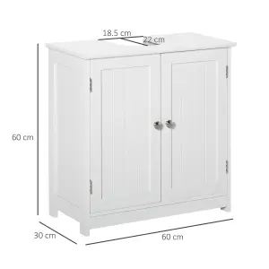 kleankin 60x60cm Under-Sink Storage Cabinet w/ Adjustable Shelf Drain Hole White