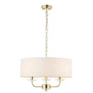 Luminosa Nixon 3 Light Multi Arm Ceiling Pendant Brass, E14