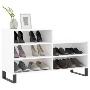 Berkfield Shoe Cabinet High Gloss White 102x36x60 cm Engineered Wood