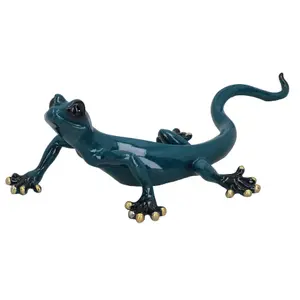 Blue Gecko Lizard Resin Wall Shed Sculpture Decor Statue Ornament Medium