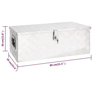 Berkfield Storage Box Silver 80x39x30 cm Aluminium