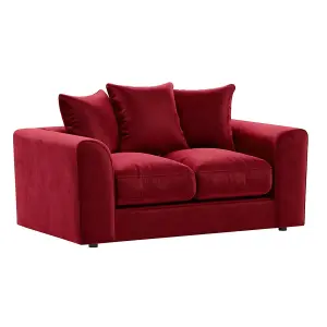 Brooklyn Plush Velvet Fibre Fabric Sofa Set 3 and 2 Seater sofa Red