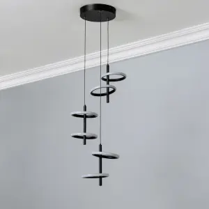 Inlight Belle Matt Acrylic & iron Black 6 Lamp LED Ceiling light