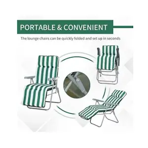 2 Piece Green Folding Sun Loungers Set / Stylish Comfort for Outdoor Relaxation