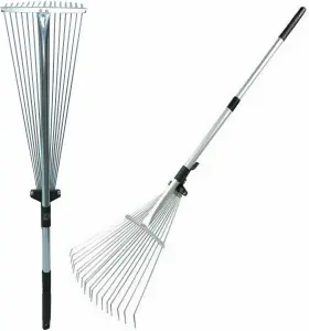 AAMEN Garden Telescopic Adjustable Leaf Rake Artificial Grass Soil Rake