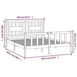 Berkfield Bed Frame with Headboard White Solid Wood Pine 160x200 cm