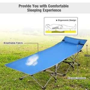 Costway Folding Camping Cot Heavy-Duty Outdoor Cot Bed Portable Sleeping Cot