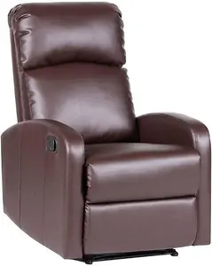 EVRE Recliner Faux Leather Arm Chair with Adjustable Leg Rest and Reclining Functions  - Brown Comfy Chair For Living Room