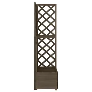 Berkfield Corner Trellis Planter Grey 40x40x150 cm Solid Fir Wood