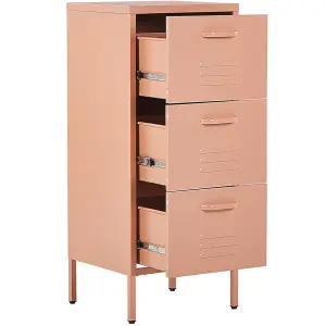 3 Drawer Metal Storage Cabinet Pink WOSTOK