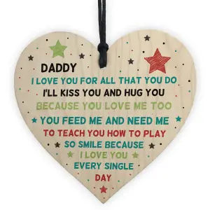 Special Gift For Dad Wooden Heart Fathers Day Gift For Dad From Son Daughter Baby