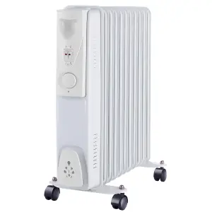 Right Radiators Oil Filled Radiator 11 Fin 2500W Electric Portable Heater Thermostat White