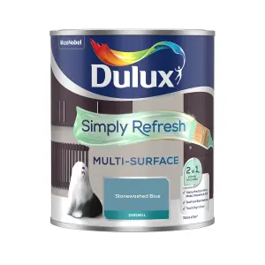 Dulux Simply Refresh Stonewashed Blue Eggshell Multi-surface Emulsion paint, 750ml