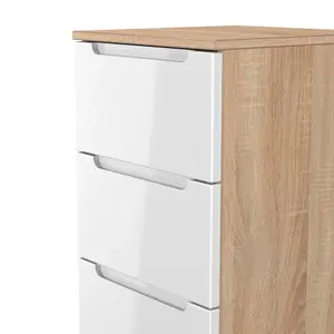 Milan Ready assembled White & oak 5 Drawer Bedside chest (H)1067mm (W)370mm (D)390mm