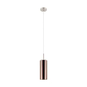 Pendant Ceiling Light Satin Nickel Shade Copper Coloured Glass Vaporized Bulb E27 1x15W