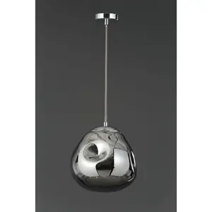 Inlight Watson Pendant Glass & metal Chrome effect Ceiling light