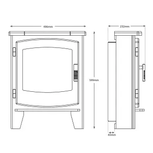 BeModern Oakwood 2W Matt Black Cast iron effect Electric Stove (H)599mm (W)486mm