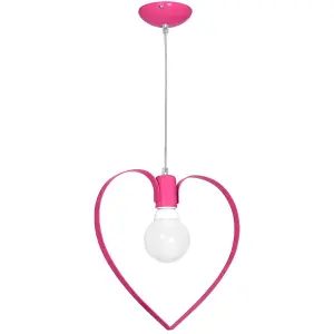 Milagro Amore Hot Pink Ceiling Lamp 1XE27 Hand Made Pendant With The Heart Shape Enveloping The Light Source