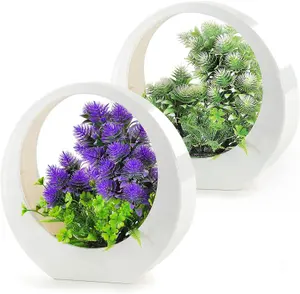 Bedbric Set of 2 Artificial Plants - Decorative Fake Plants for Indoor and Outdoor - Faux Succulent Plants for Bedroom Office