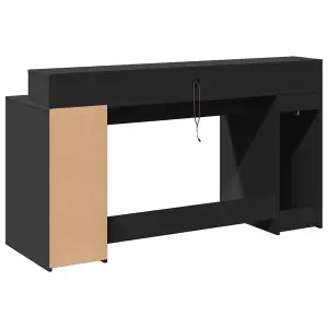 Berkfield Desk with LED Lights Black 160x55x91 cm Engineered Wood