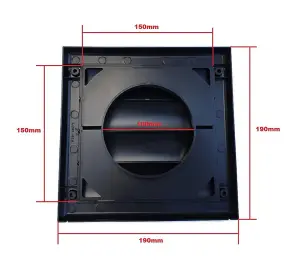 Black Duct Gravity Flaps 190mm x 190mm / 100mm / 4" Vent Cover