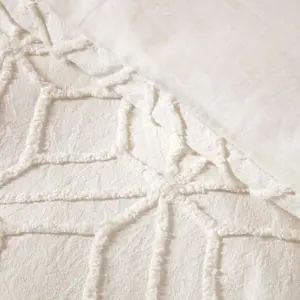 Homescapes White Diamond Cotton Tufted Duvet Cover Set, Single