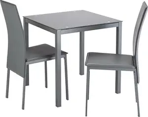 Argos Home Lido Glass Dining Table & 2 Grey Chairs