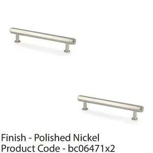 2 PACK - Industrial Hex T Bar Pull Handle - Polished Nickel 128mm Centres Kitchen Cabinet