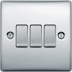 BG Chrome 20A 2 way 3 gang Light Switch