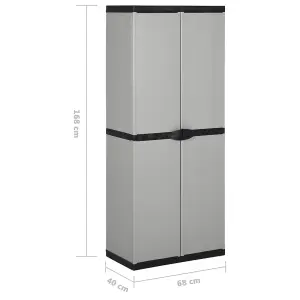 Berkfield Garden Storage Cabinet with 3 Shelves Grey&Black 68x40x168 cm