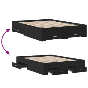 Berkfield Bed Frame with Drawers without Mattress Black 135x190 cm Double