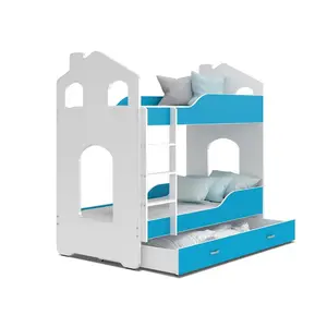 Liev European Toddler (80 x 160cm) Bunk Bed with Drawer Blue/White