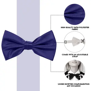 Dark Purple Satin Polyester Bow Tie for Casual & Formal Wear, Wedding Party Accessory