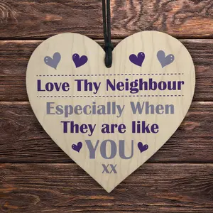 Red Ocean Neighbour Thank You Wooden Heart - Love Thy Neighbour Gift - Best Neighbour Present