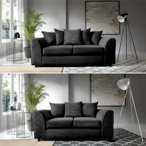 Lennox Black Sofa Set 3 Seater + 2 Seater