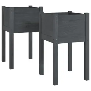 Berkfield Garden Planters 2 pcs Grey 40x40x70 cm Solid Pinewood