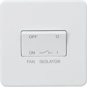 Knightsbridge Screwless Fan Isolator Switch 3 Pole 1 Gang 10AX Matt White - SF1100MW