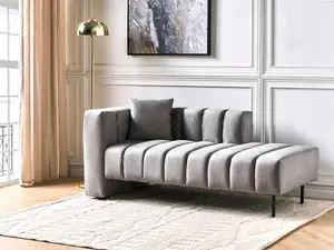 Left Hand Velvet Chaise Lounge Taupe LANNILS