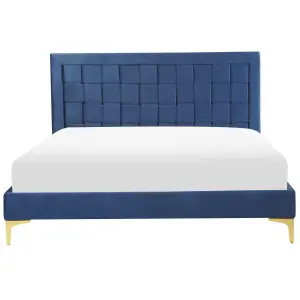 Velvet EU Double Bed Navy Blue LIMOUX