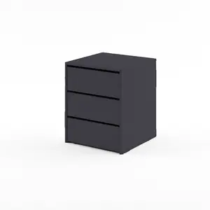 Idea 13 Contemporary Chest Of Drawers Internal Cabinet Bedside 3 Drawers Black (H)600mm (W)500mm (D)470mm