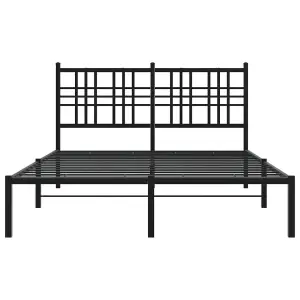 Berkfield Metal Bed Frame without Mattress with Headboard Black 120x190cm