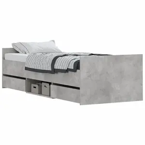 Berkfield Bed Frame with Headboard and Footboard Concrete Grey 75x190 cm