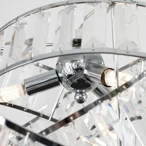 ValueLights Hudson 3 Way Chrome & Clear Acrylic Jewel Intertwined Rings Design Ceiling Light Pendant with LED Bulb