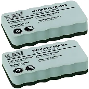 KAV Magnetic Whiteboard Eraser - Office Essential - Dry Wipe Cleaner - Lightweight and Compact (2 Pack)