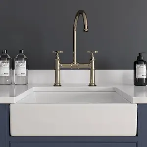 LSC Small White 480x370x130 Ceramic Belfast Butler Kitchen Sink & Waste