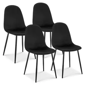 Ron Velvet Dining Chair - Black