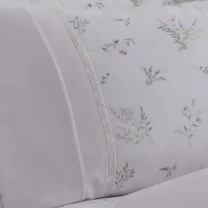 Floral Sprig Lace detail Duvet Cover Set