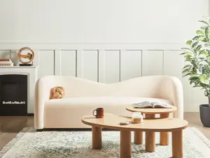 Curved Velvet Sofa Off-White VELTADA