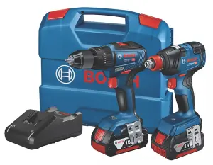 Bosch 18v Brushless Combi Hammer Drill Impact Driver Wrench GSB18V GDX18V200 5AH